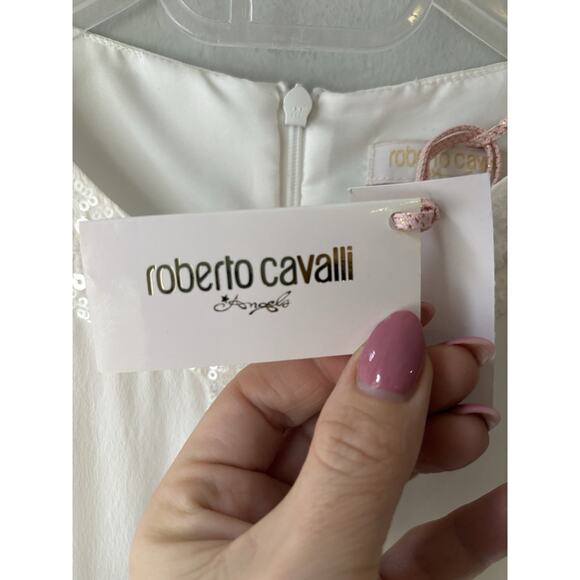 Roberto cavalli white sequins angels silk girls dress size 12 - Picture 8 of 16